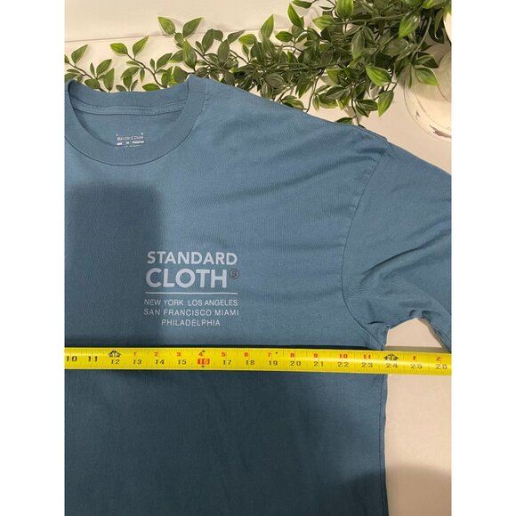 Standard Cloth Blue Graphic T-Shirt L 100% Cotton Casual Crewneck Short Sleeve - Picture 8 of 9